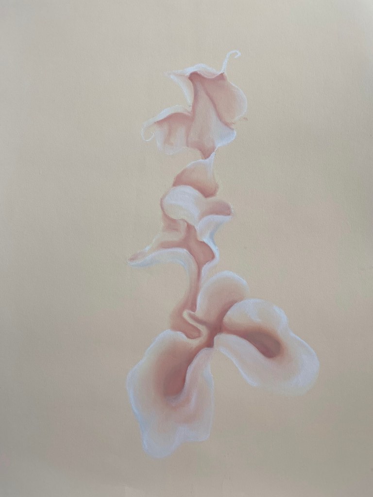 An art piece, colored pencil on paper, by Rachel Wojnar inspired by the joy of self-acceptance and an understanding of queer love.